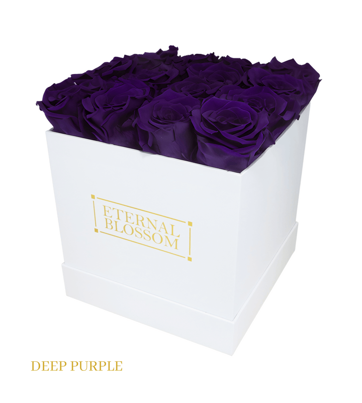 16 Piece Blossom Box - White Box - All Colours of Year Lasting Infinity Roses