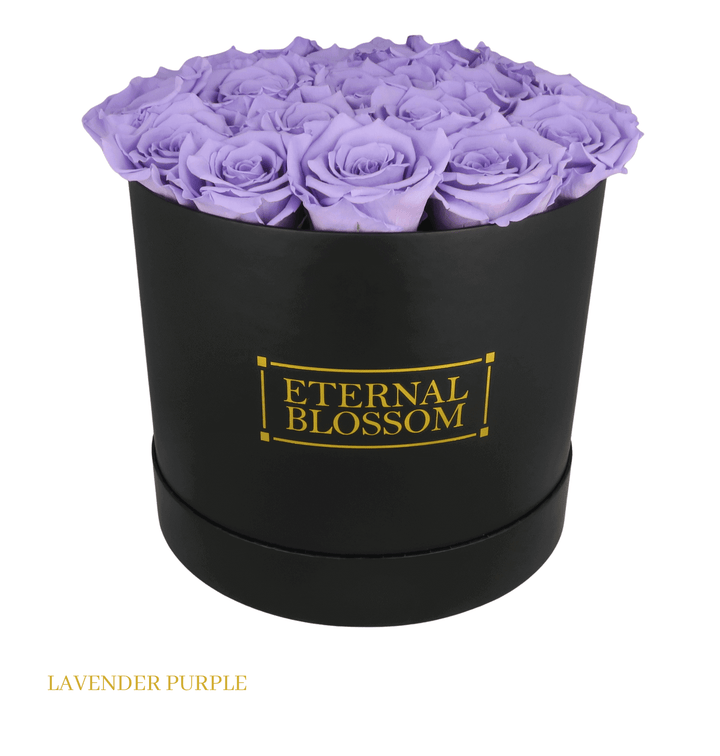 Large Round Blossom Box - Black Box - Year Lasting Rose Arrangement - Eternal Blossom