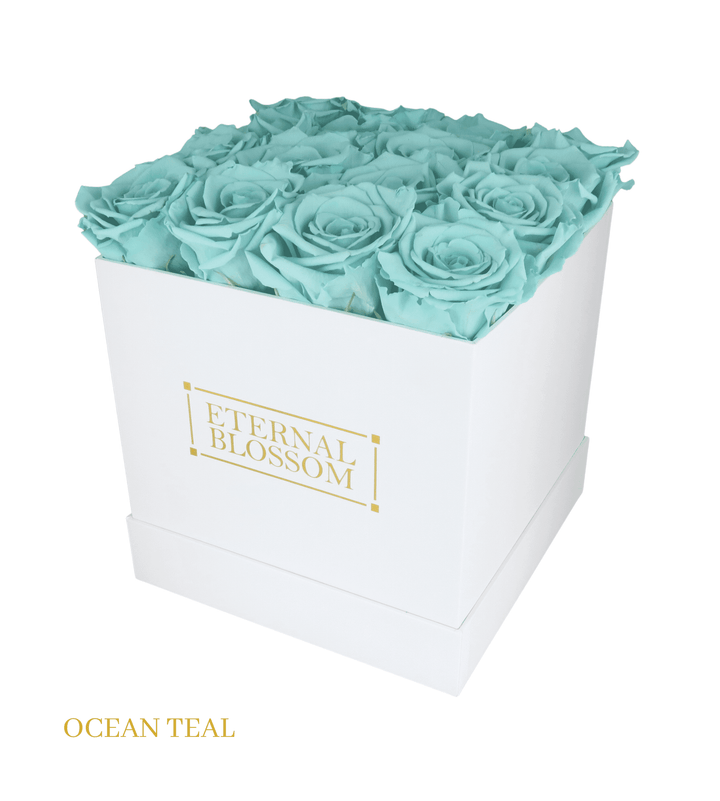 16 Piece Blossom Box - White Box - All Colours of Year Lasting Infinity Roses - Eternal Blossom
