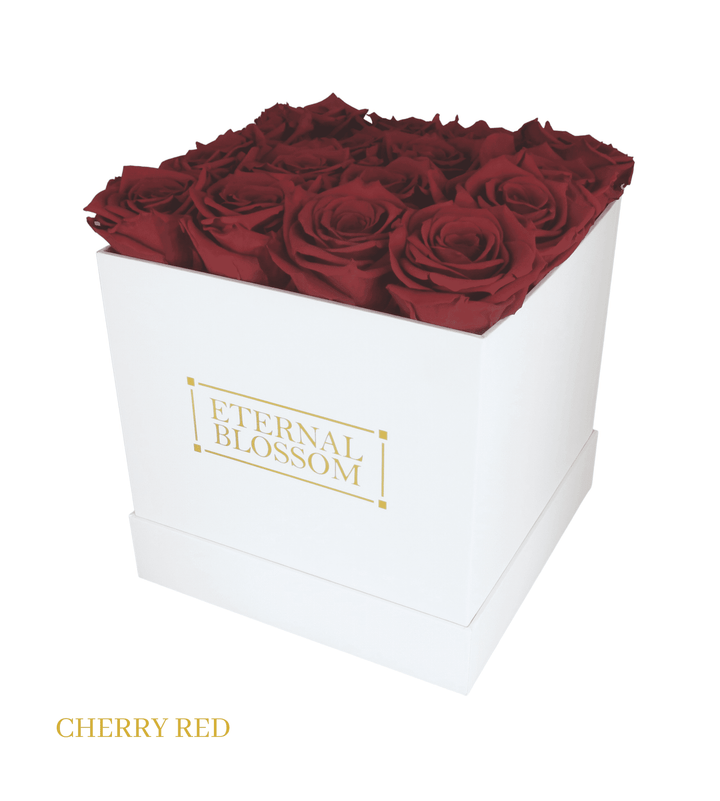 16 Piece Blossom Box - White Box - All Colours of Year Lasting Infinity Roses - Eternal Blossom