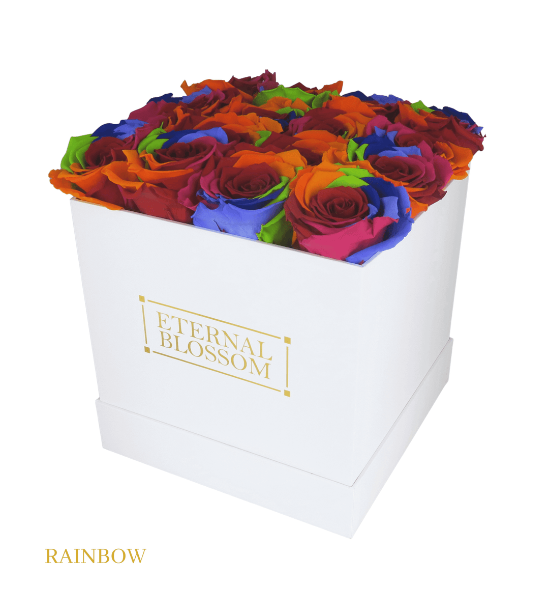 16 Piece Blossom Box - White Box - All Colours of Year Lasting Infinity Roses - Eternal Blossom