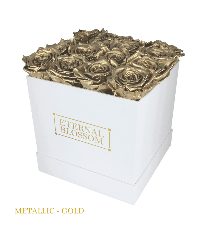 16 Piece Blossom Box - White Box - All Colours of Year Lasting Infinity Roses - Eternal Blossom