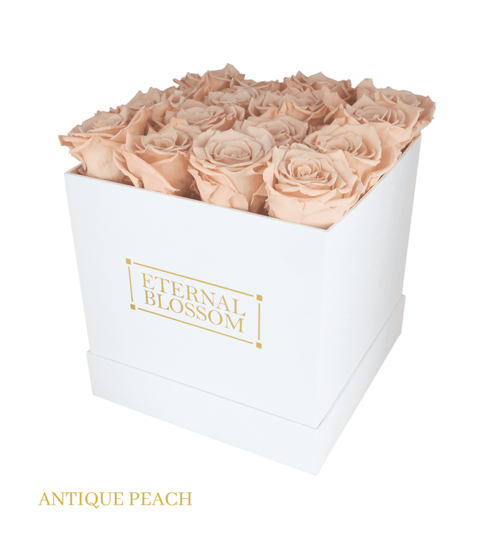 16 Piece Blossom Box - White Box - All Colours of Year Lasting Infinity Roses - Eternal Blossom