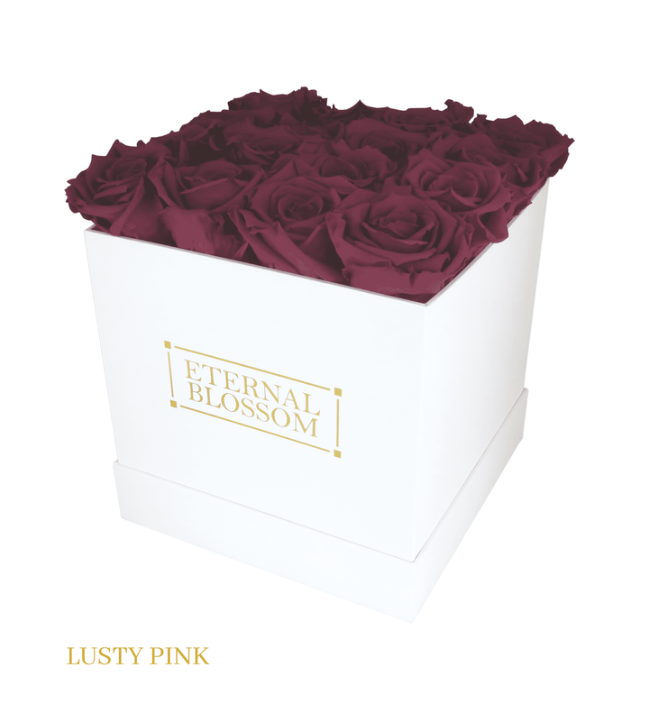 16 Piece Blossom Box - White Box - All Colours of Year Lasting Infinity Roses - Eternal Blossom