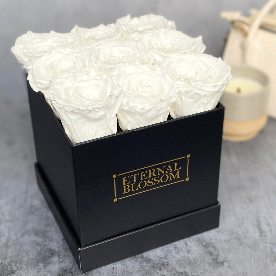 Eternal Blossom | 9 Rose Box | Infinity Roses Year Lasting (Black Box)