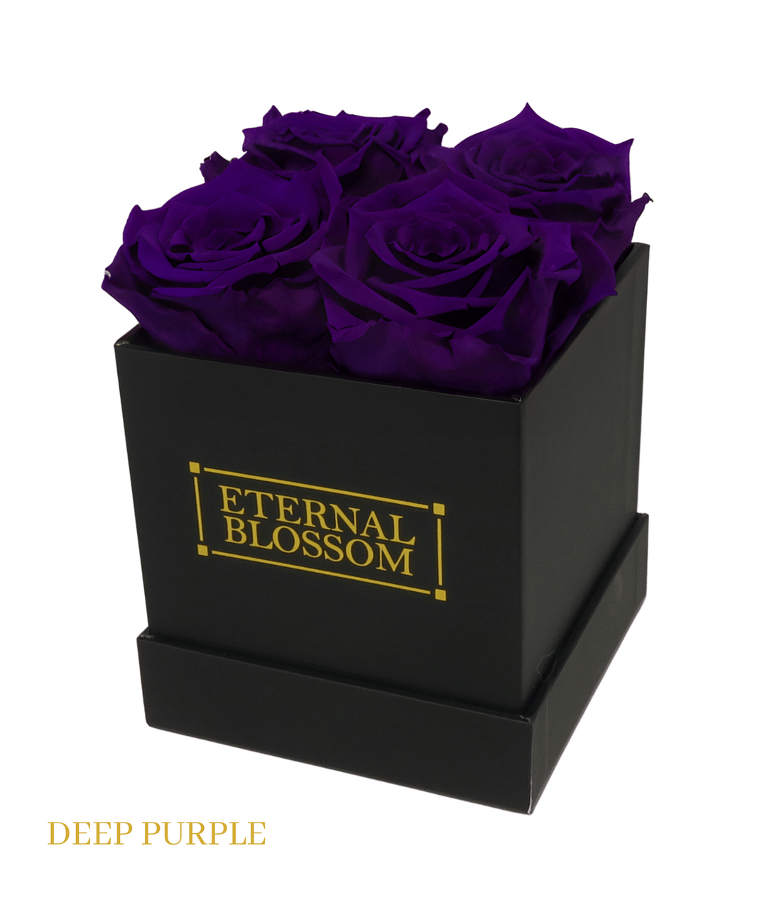4 Piece Blossom Box - Black Box - All Colours of Year Lasting Infinity Roses