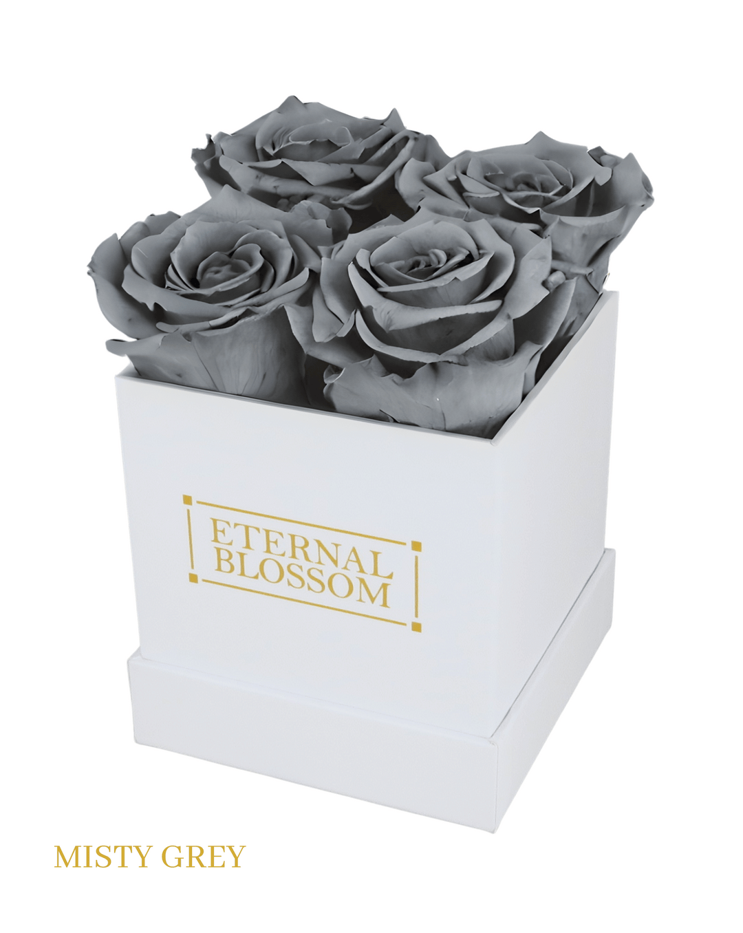 4 Piece Blossom Box - White Box - All Colours of Year Lasting Infinity Roses