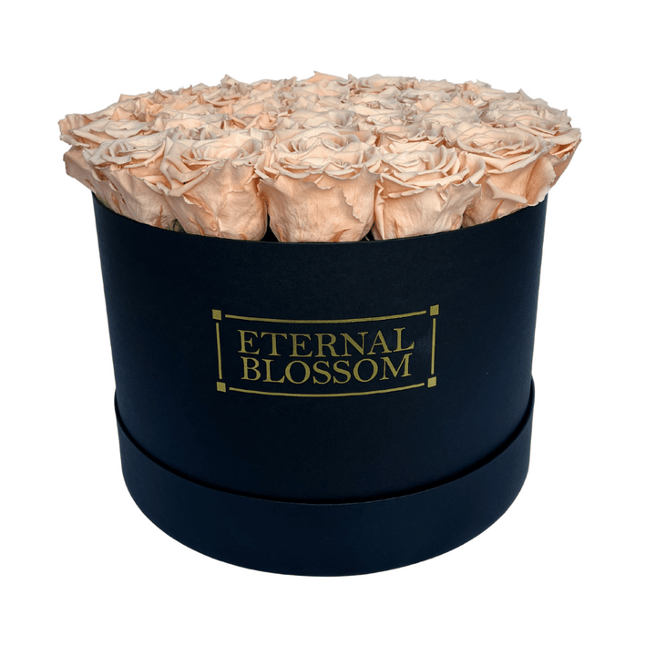 Extra Large Round Blossom Box - Year Lasting Rose Arrangement - Black Box