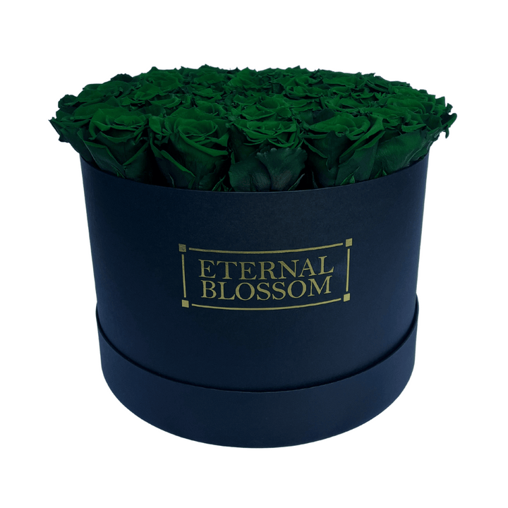 Extra Large Round Blossom Box - Year Lasting Rose Arrangement - Black Box