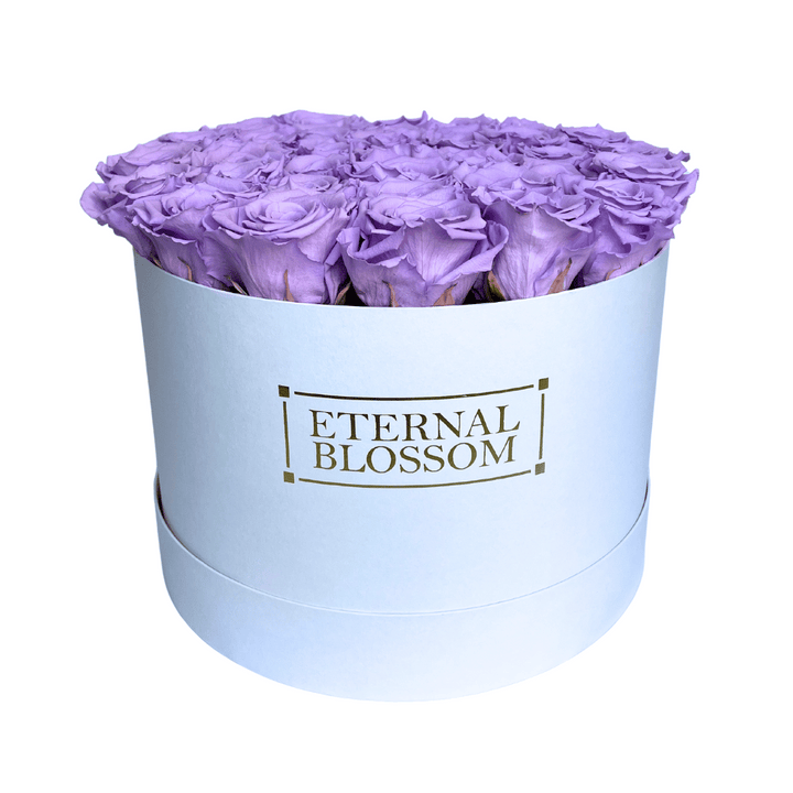 Extra Large Round Blossom Box - Year Lasting Rose Arrangement - White Box