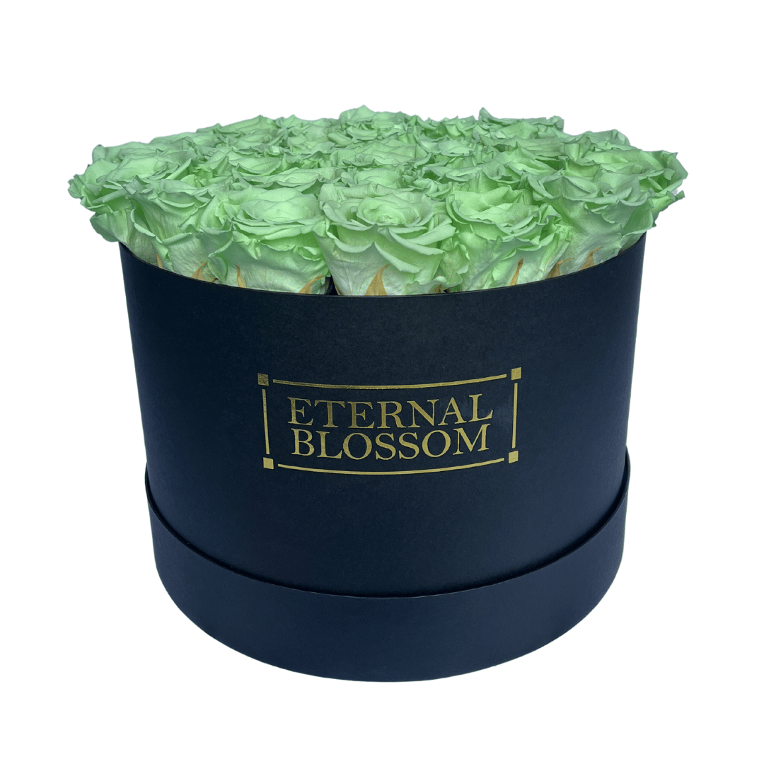 Extra Large Round Blossom Box - Year Lasting Rose Arrangement - Black Box