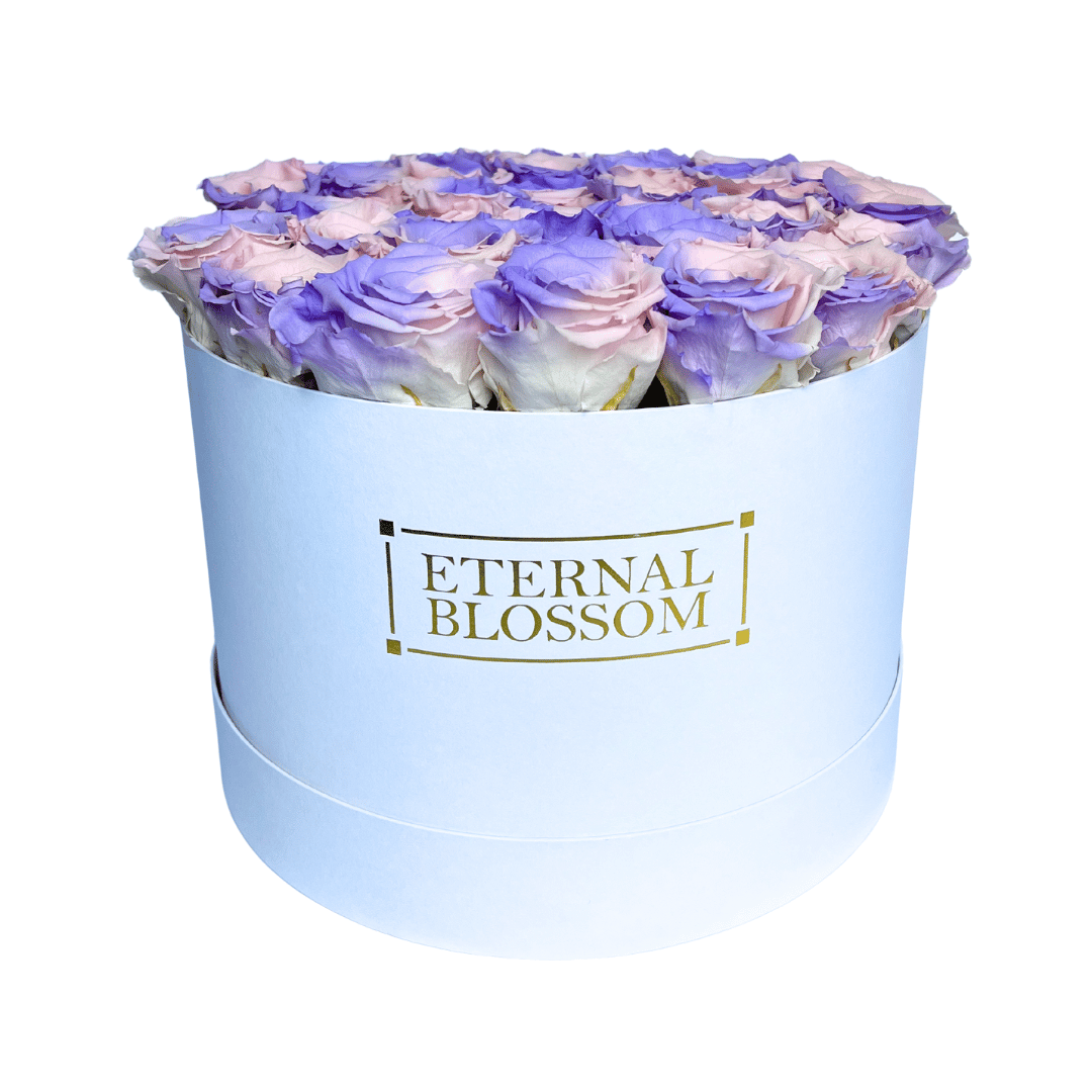 Extra Large Round Blossom Box - Year Lasting Rose Arrangement - White Box