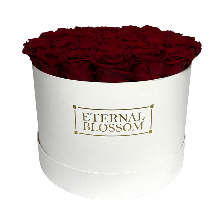 Extra Large Round Blossom Box - Year Lasting Rose Arrangement - White Box