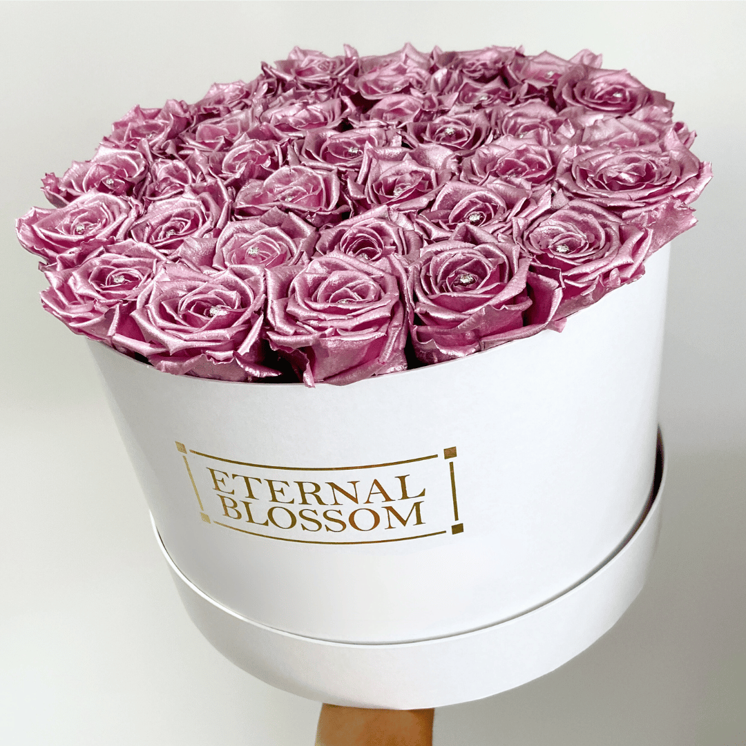 Extra Large Round Blossom Box - Year Lasting Rose Arrangement - White Box