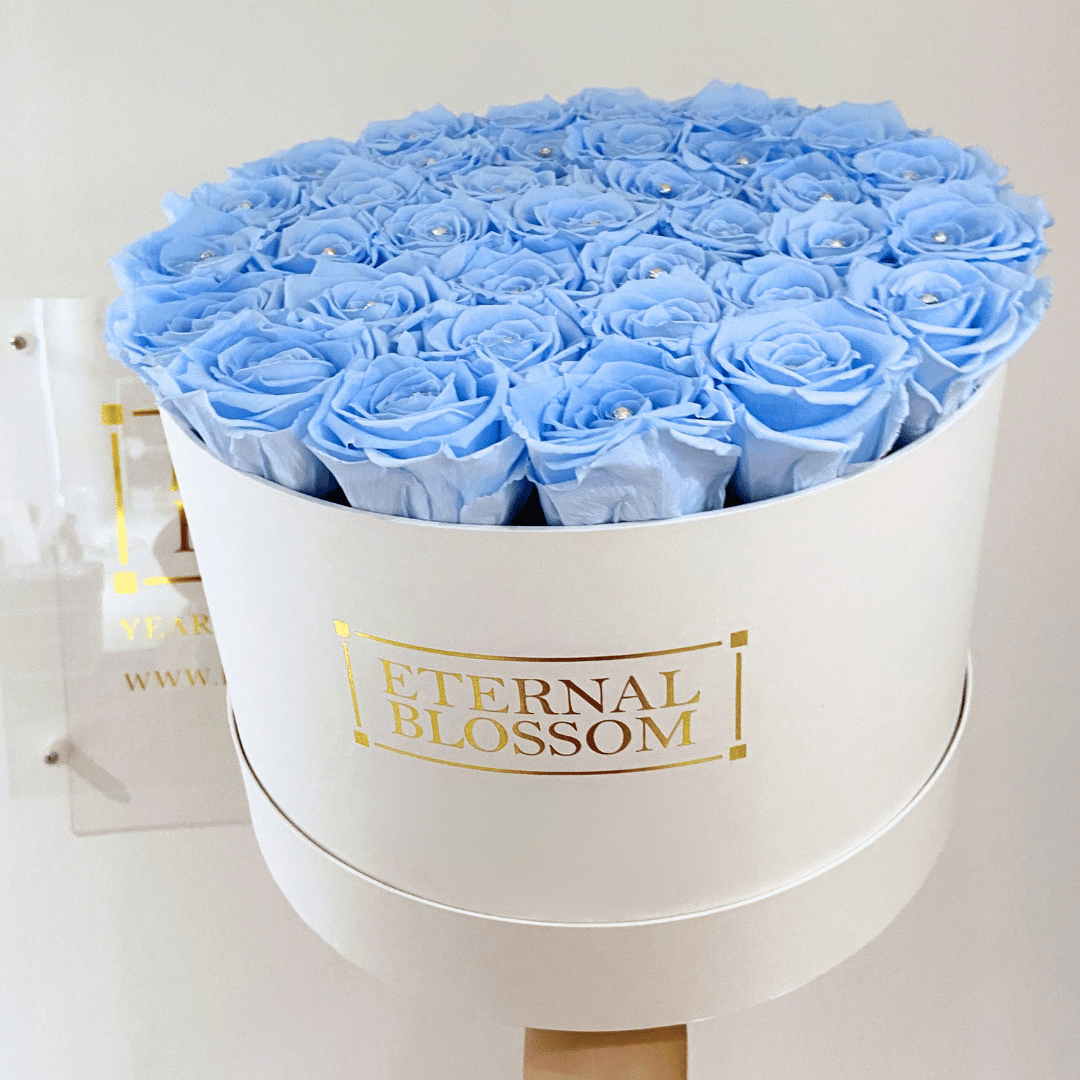 Extra Large Round Blossom Box - Year Lasting Rose Arrangement - White Box