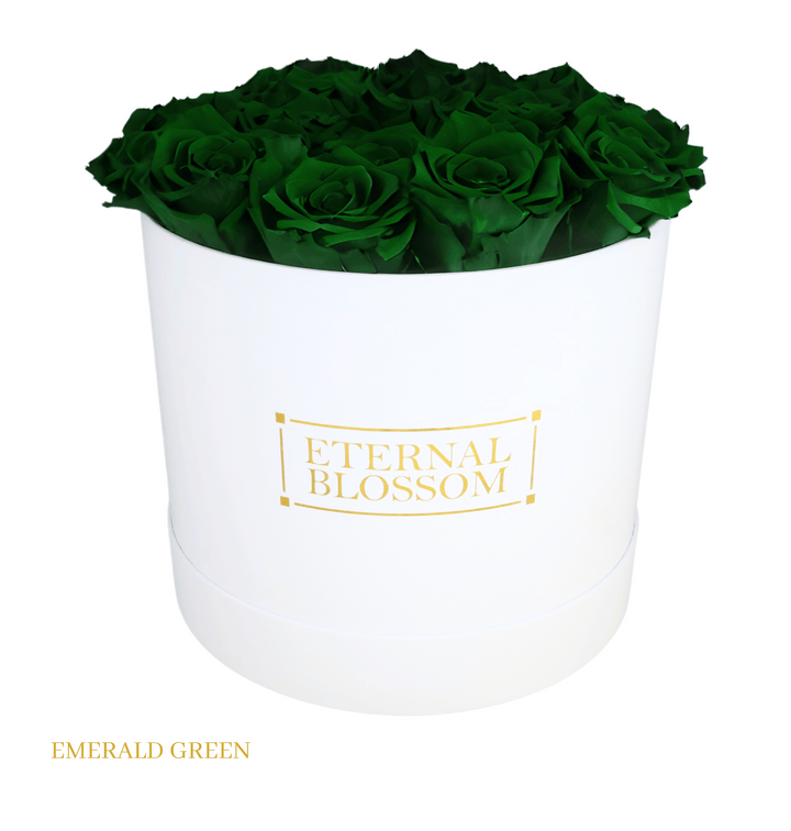 Large Round Blossom Box - White Box - Year Lasting Rose Arrangement