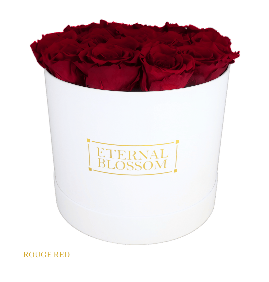 Large Round Blossom Box - White Box - Year Lasting Rose Arrangement