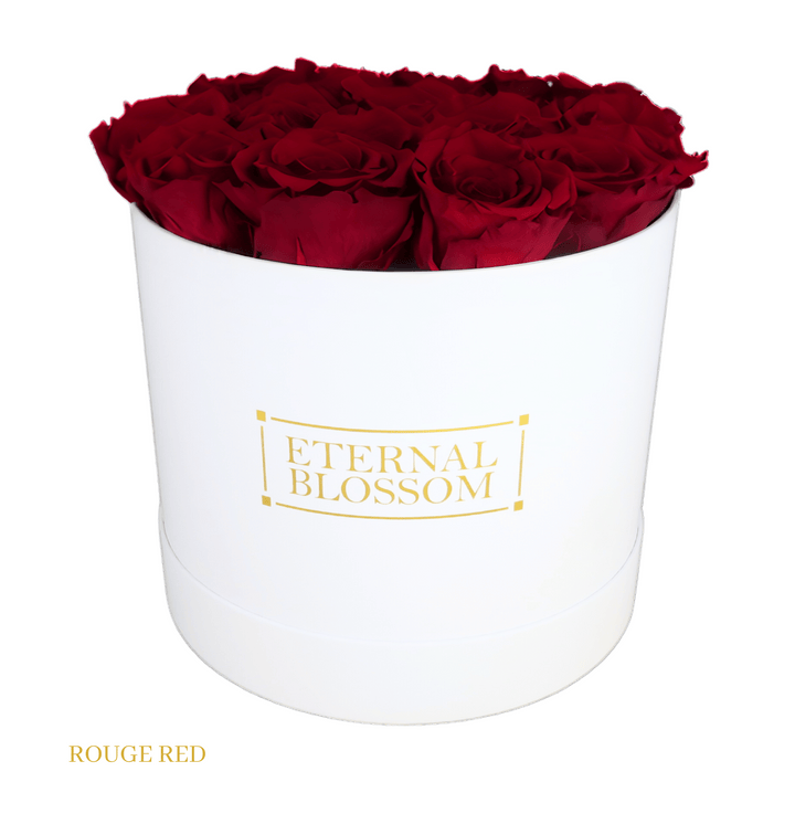 Large Round Blossom Box - White Box - Year Lasting Rose Arrangement