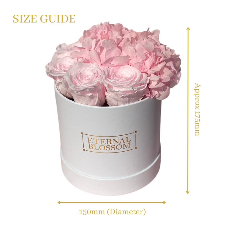 Medium Round Blossom Box - Infinity Roses & Hydrangeas