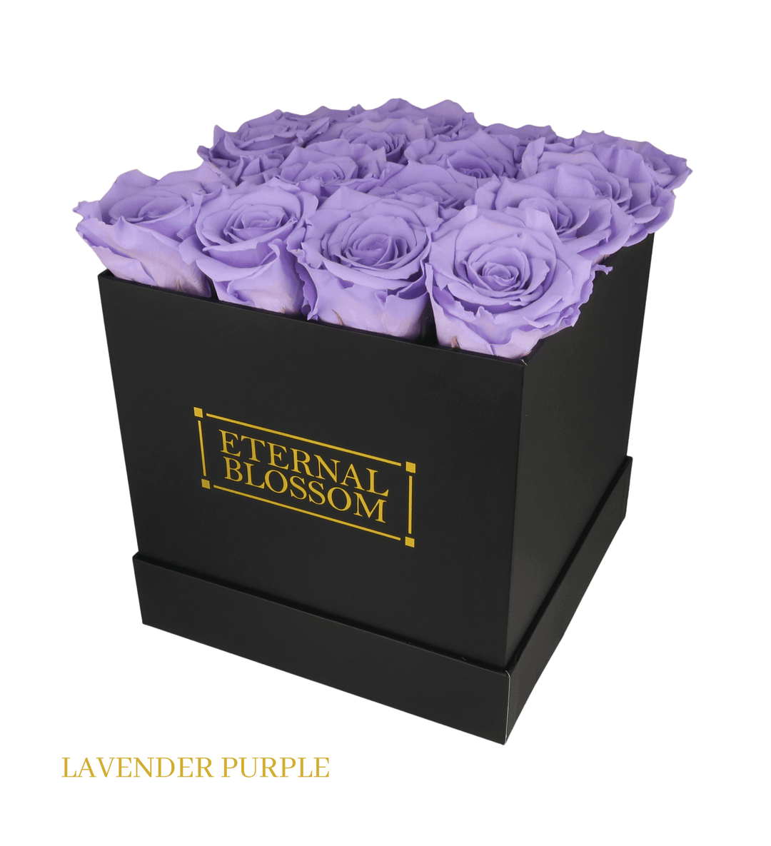 16 Piece Blossom Box - Black Box - All Colours of Year Lasting Infinity Roses - Eternal Blossom