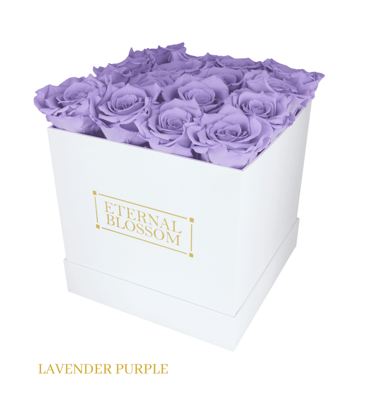 16 Piece Blossom Box - White Box - All Colours of Year Lasting Infinity Roses - Eternal Blossom