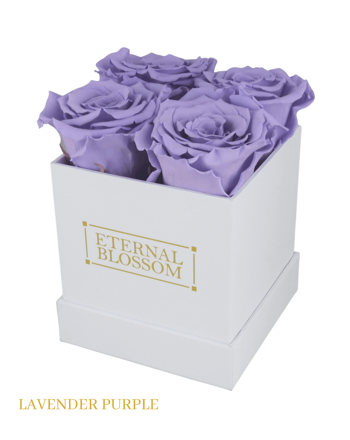 4 Piece Blossom Box - White Box - All Colours of Year Lasting Infinity Roses - Eternal Blossom