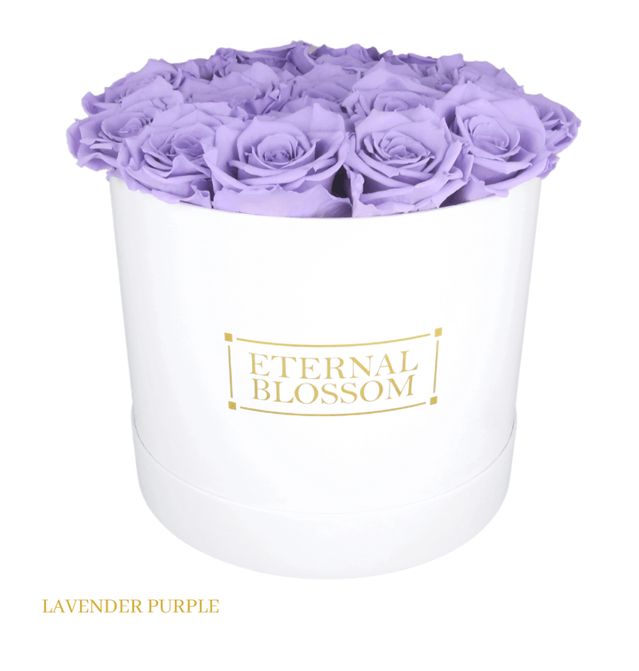 Large Round Blossom Box - White Box - Year Lasting Rose Arrangement