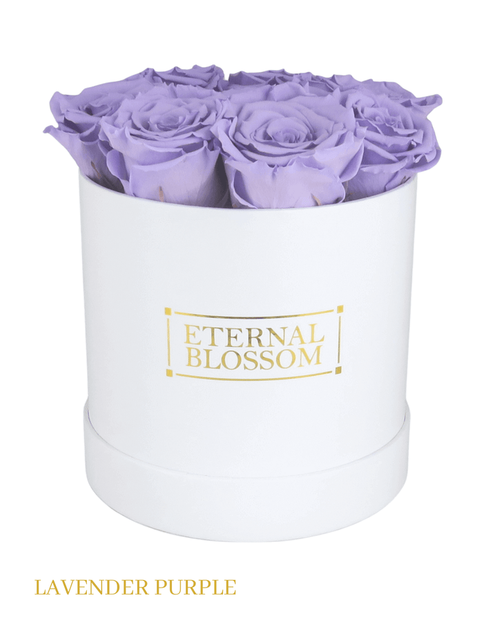 Medium Round Blossom Box - White Box - All Colours of Year Lasting Infinity Roses