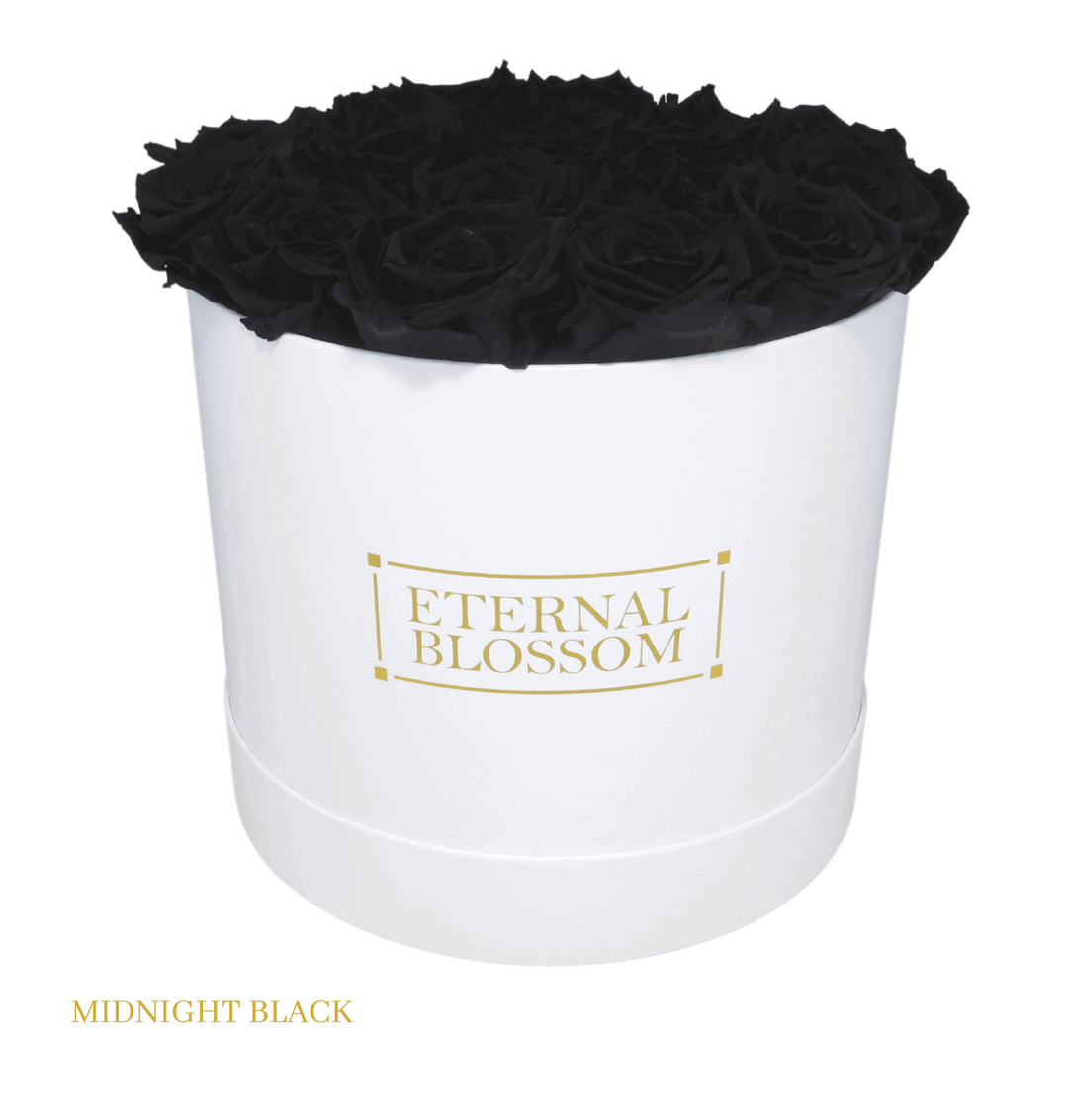 Large Round Blossom Box - White Box - Year Lasting Rose Arrangement