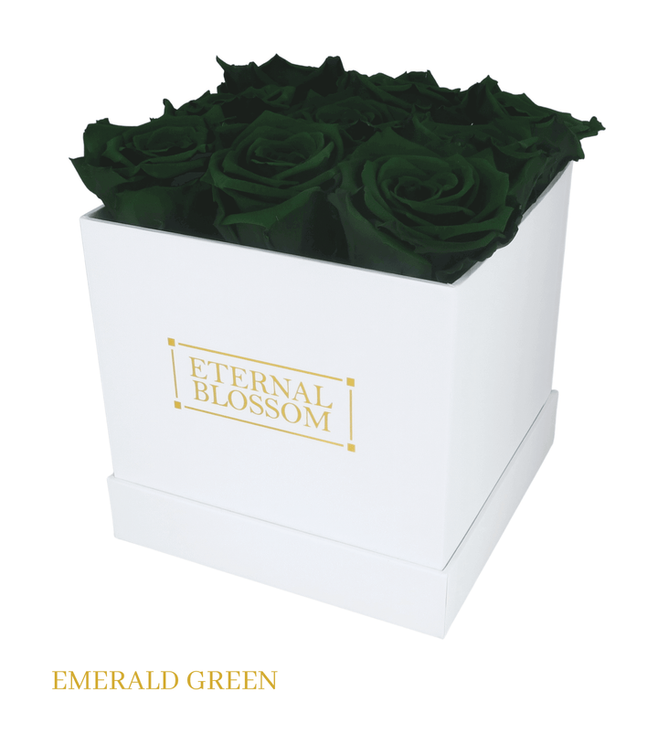 9 Piece Blossom Box - White Box - All Colours of Year Lasting Infinity Roses