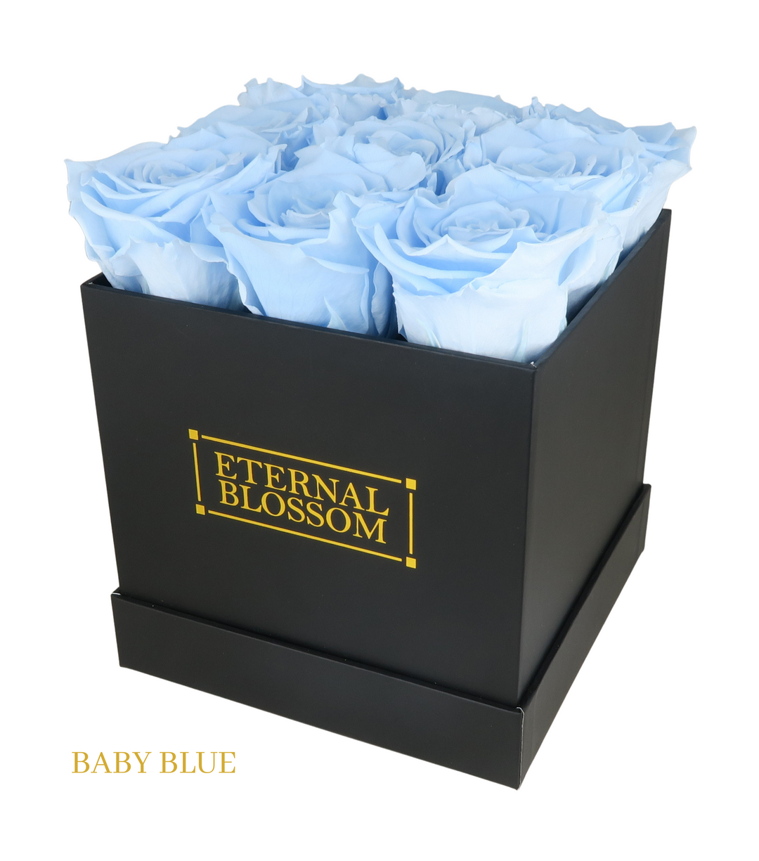 9 Piece Blossom Box - Black Box - All Colours of Year Lasting Infinity Roses