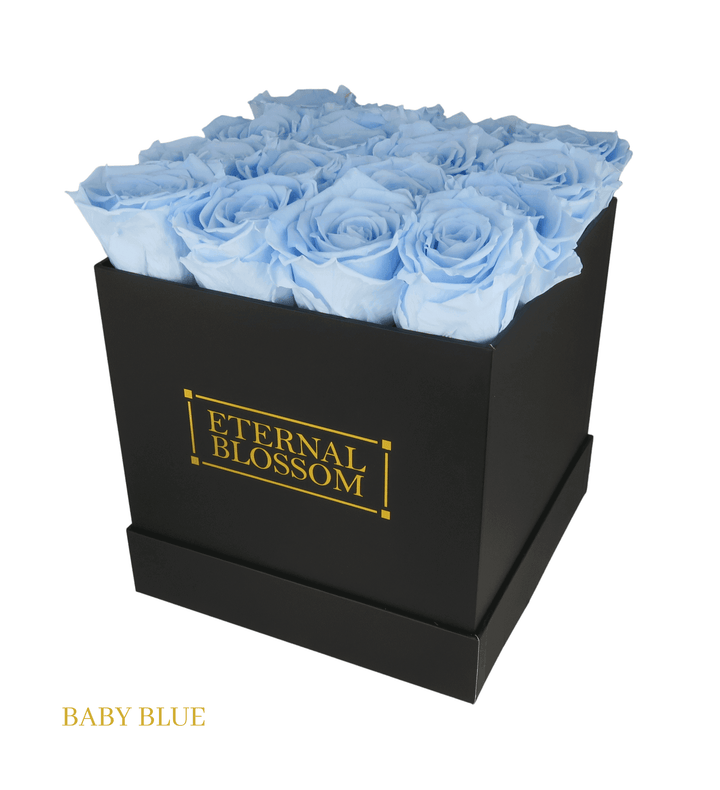 16 Piece Blossom Box - Black Box - All Colours of Year Lasting Infinity Roses - Eternal Blossom