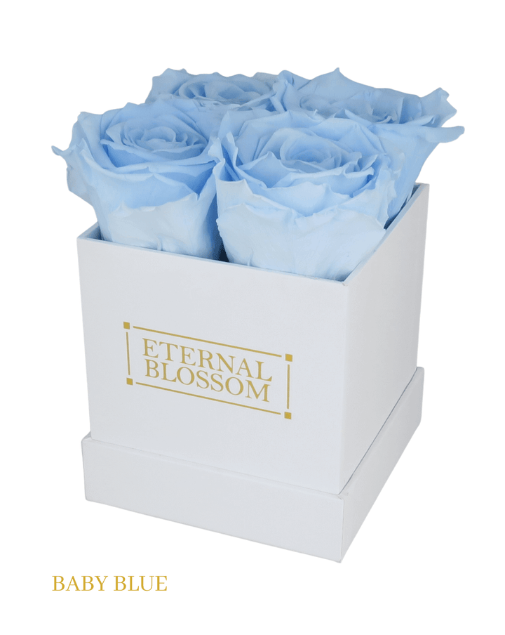 4 Piece Blossom Box - White Box - All Colours of Year Lasting Infinity Roses - Eternal Blossom