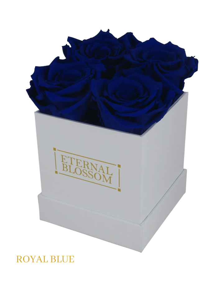 4 Piece Blossom Box - White Box - All Colours of Year Lasting Infinity Roses - Eternal Blossom