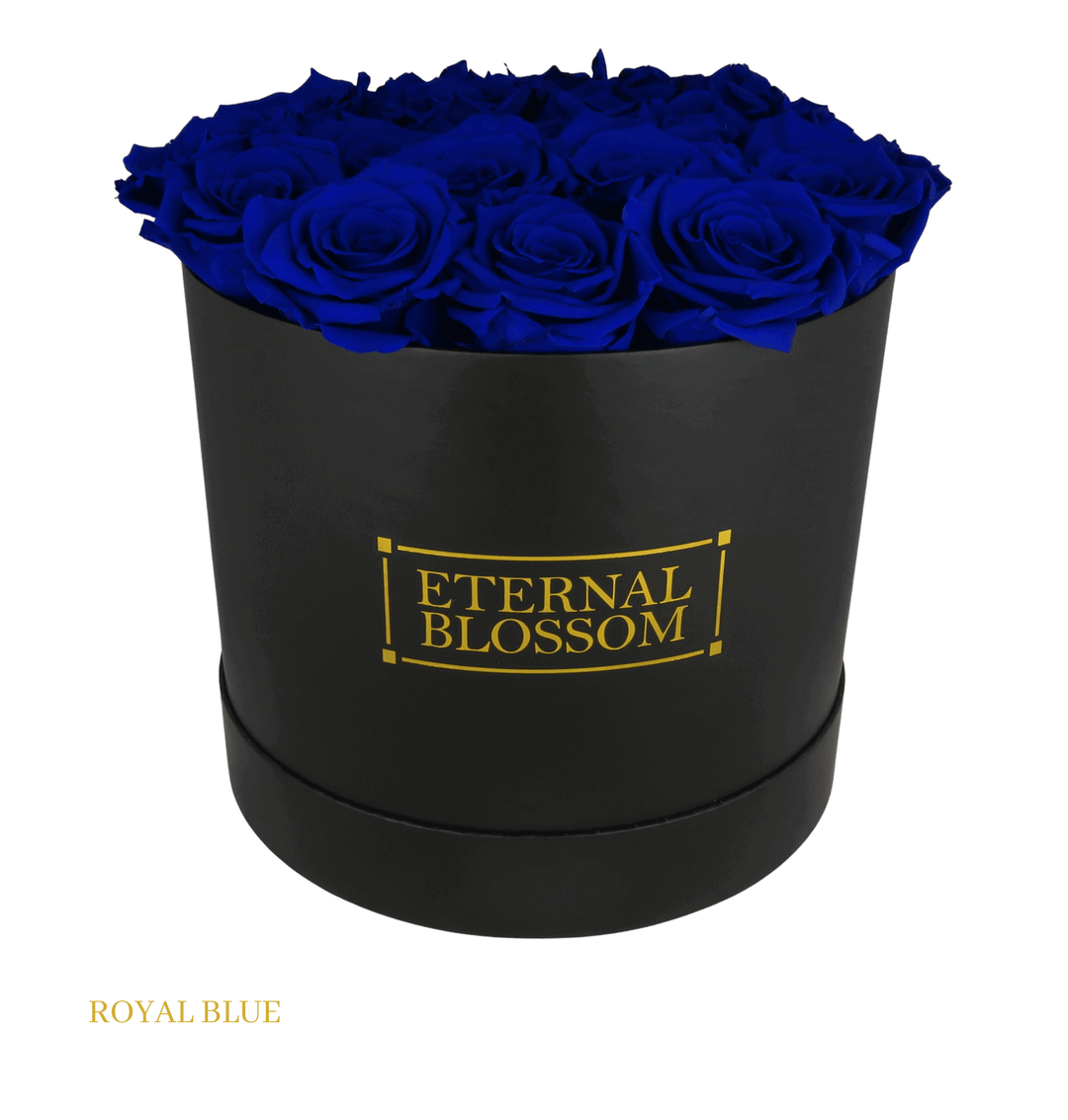 Large Round Blossom Box - Black Box - Year Lasting Rose Arrangement - Eternal Blossom