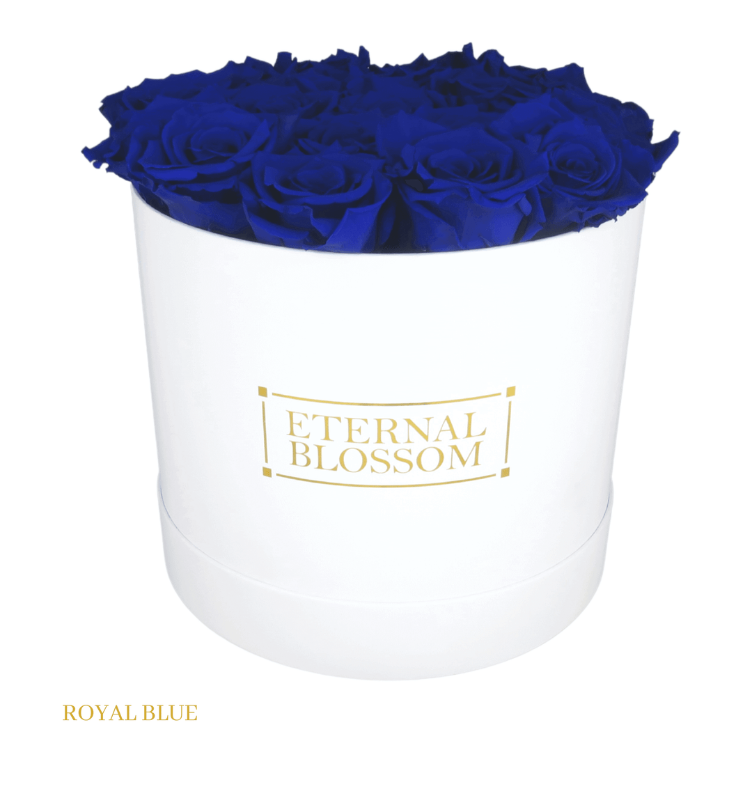 Large Round Blossom Box - White Box - Year Lasting Rose Arrangement