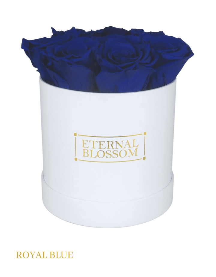 Medium Round Blossom Box - White Box - All Colours of Year Lasting Infinity Roses