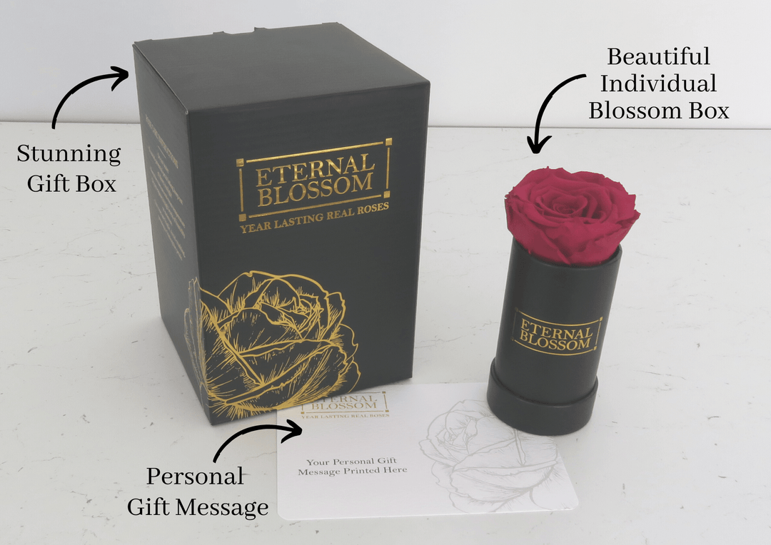 Individual Blossom Box - Black Box – All Colours of Year Lasting Infinity Roses - Eternal Blossom