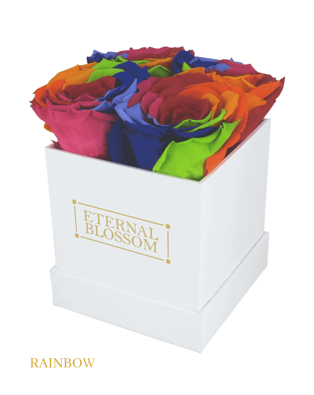 4 Piece Blossom Box - White Box - All Colours of Year Lasting Infinity Roses - Eternal Blossom