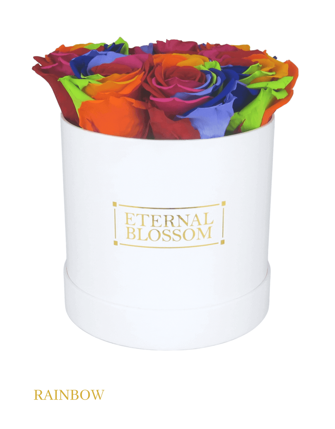 Medium Round Blossom Box - White Box - All Colours of Year Lasting Infinity Roses