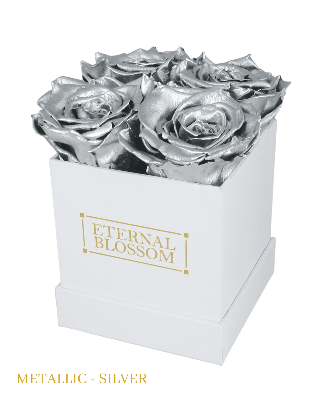 4 Piece Blossom Box - White Box - All Colours of Year Lasting Infinity Roses - Eternal Blossom