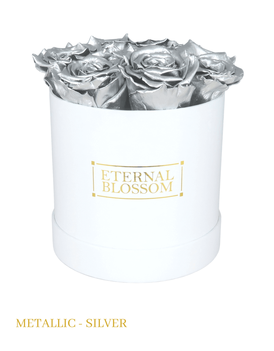 Medium Round Blossom Box - White Box - All Colours of Year Lasting Infinity Roses