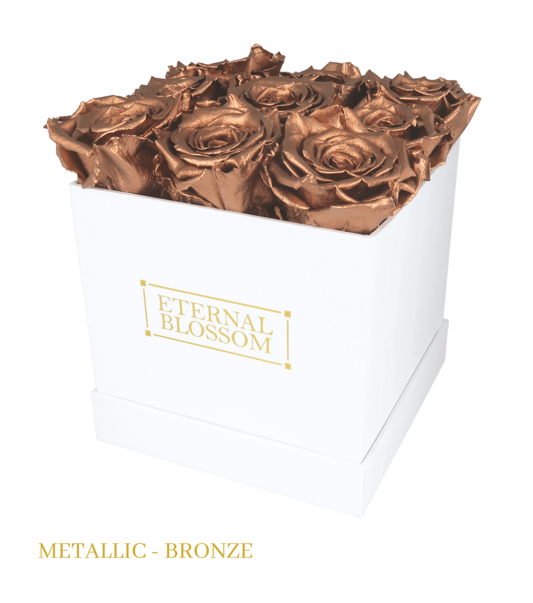 9 Piece Blossom Box - White Box - All Colours of Year Lasting Infinity Roses