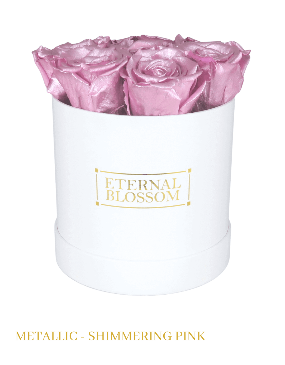 Medium Round Blossom Box - White Box - All Colours of Year Lasting Infinity Roses