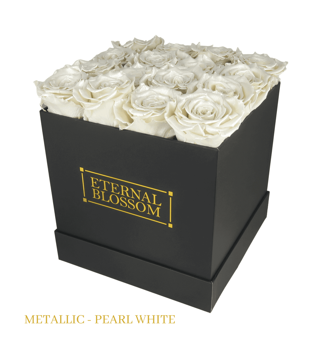 16 Piece Blossom Box - Black Box - All Colours of Year Lasting Infinity Roses - Eternal Blossom