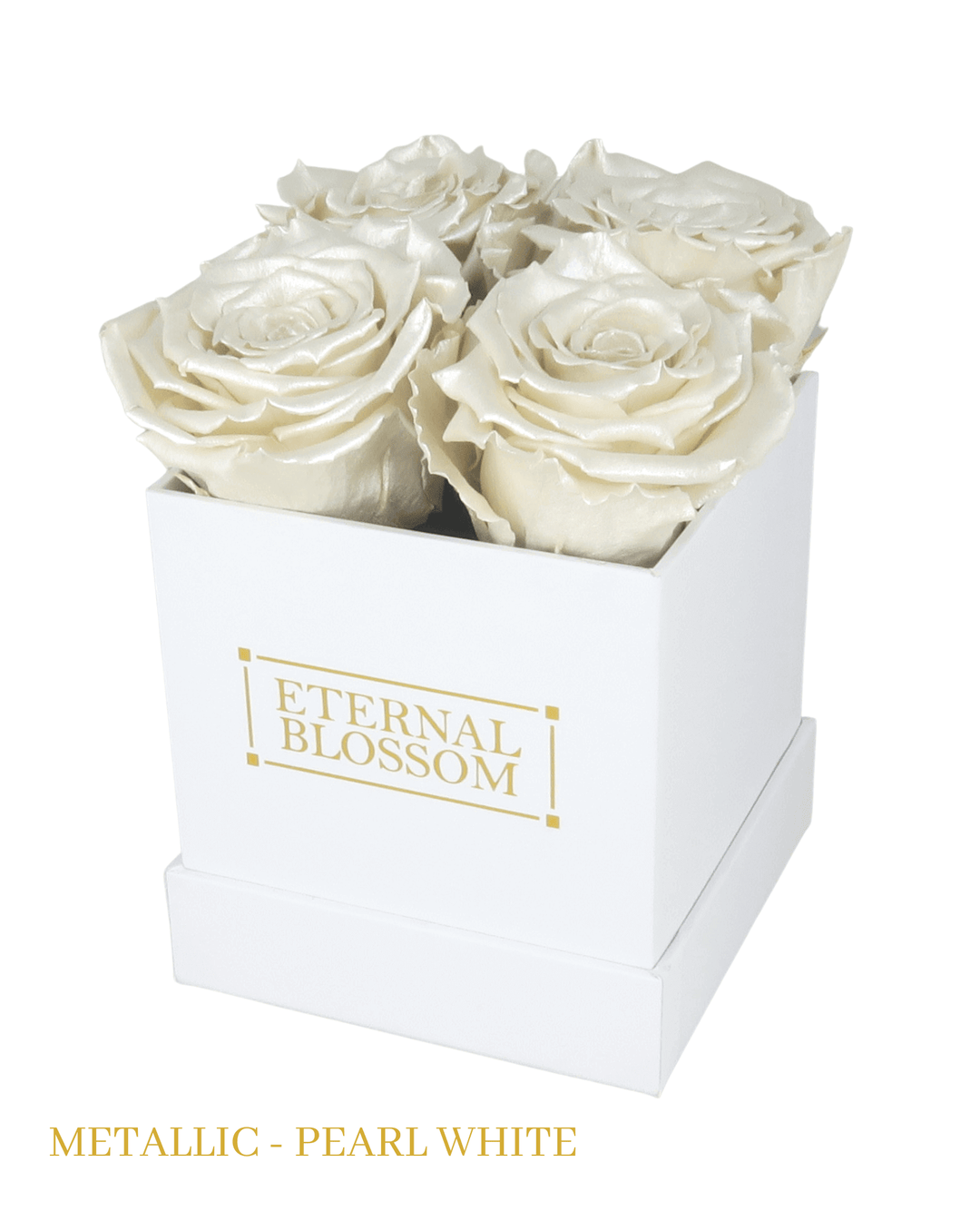 4 Piece Blossom Box - White Box - All Colours of Year Lasting Infinity Roses - Eternal Blossom