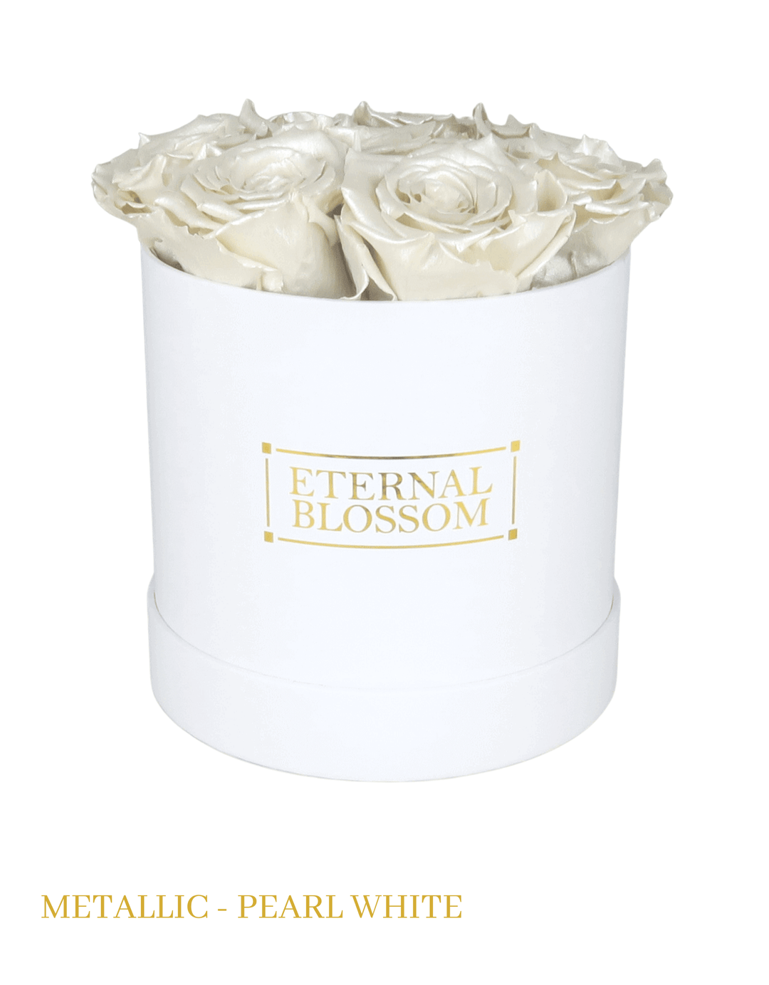 Medium Round Blossom Box - White Box - All Colours of Year Lasting Infinity Roses