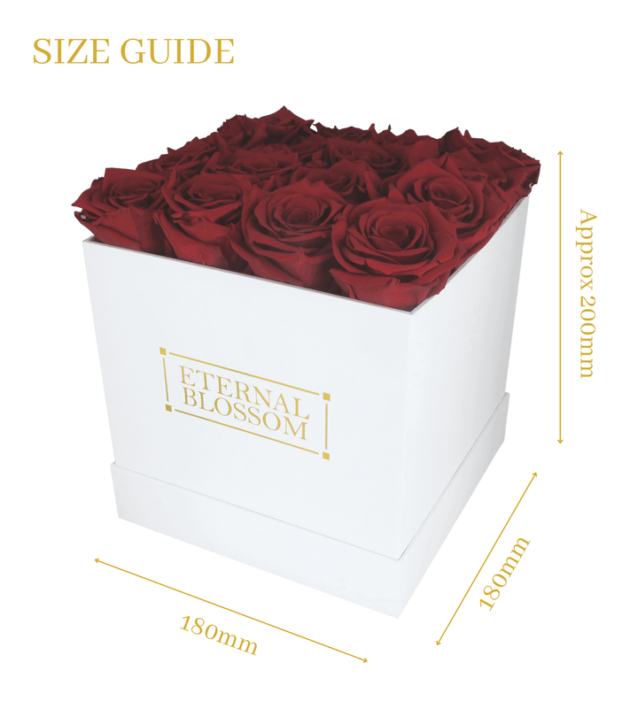 16 Piece Blossom Box - White Box - All Colours of Year Lasting Infinity Roses - Eternal Blossom