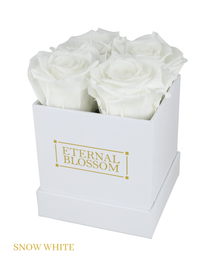 4 Piece Blossom Box - White Box - All Colours of Year Lasting Infinity Roses - Eternal Blossom