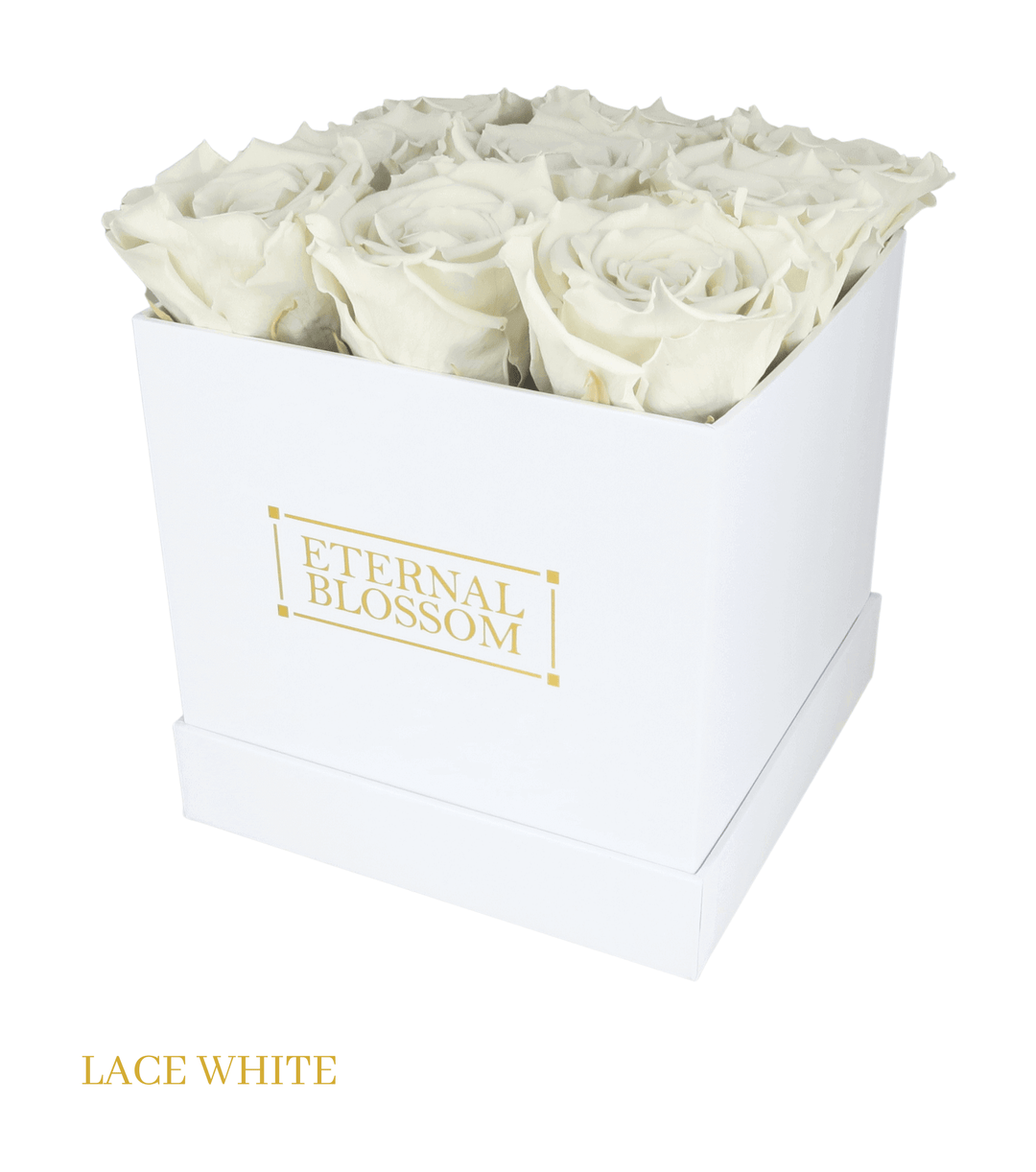 9 Piece Blossom Box - White Box - All Colours of Year Lasting Infinity Roses